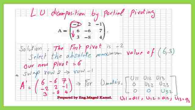 solved example for LU decomposition-partial pivoting
