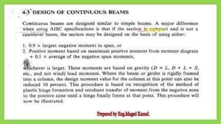 Moment redistribution for Continuous beams.