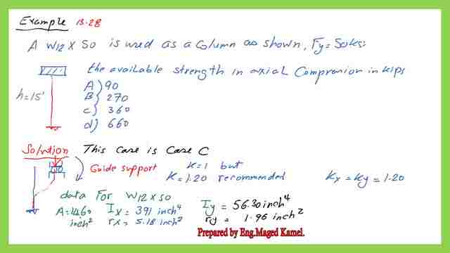 Solved problem 13-28 select one choice for the value of the available strength for a given W section.