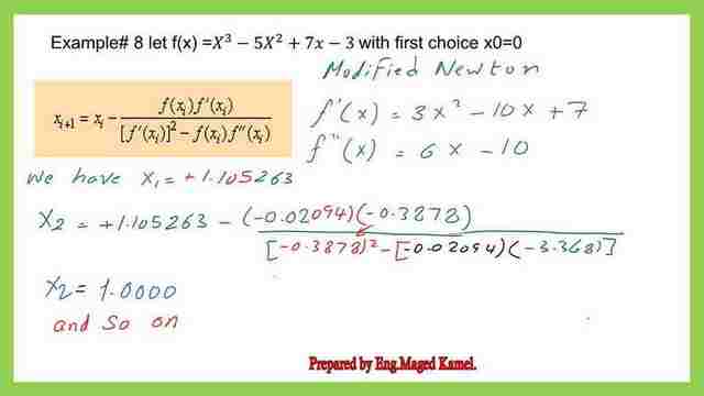 The detailed calculation of how to get the value of x2 for solved problem #8.