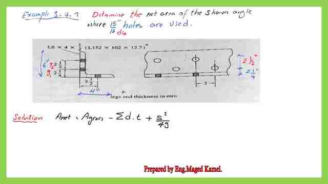 Two solved problems, the first solved problem 3-4-2-determine the net area for a given angle