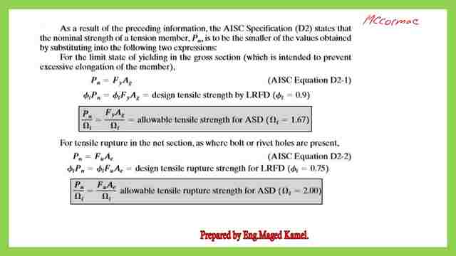 Tensile rupture and Tensile yielding equations.