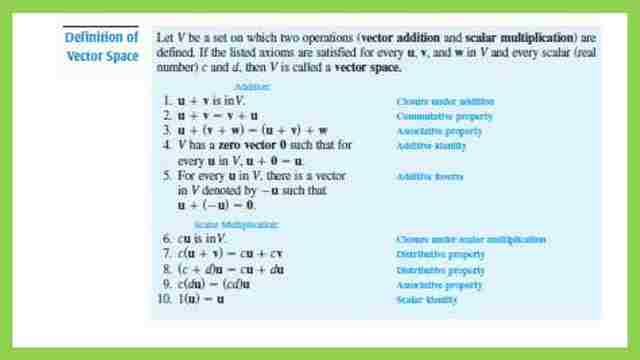 Properties of vector space.