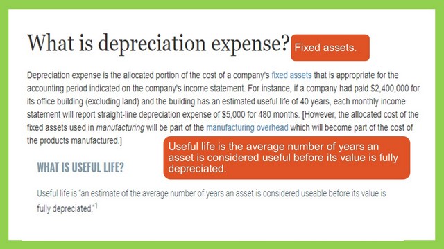 Depreciation expresses and useful life.