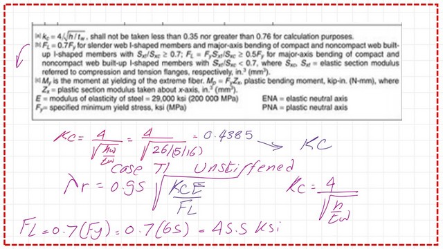 How to find kc value for the flange parameter?