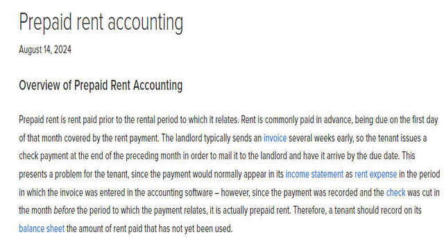 What is prepaid rent accounting?