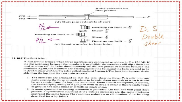 Slide13-post-2-bearing Illustration of the bolts in double shear.