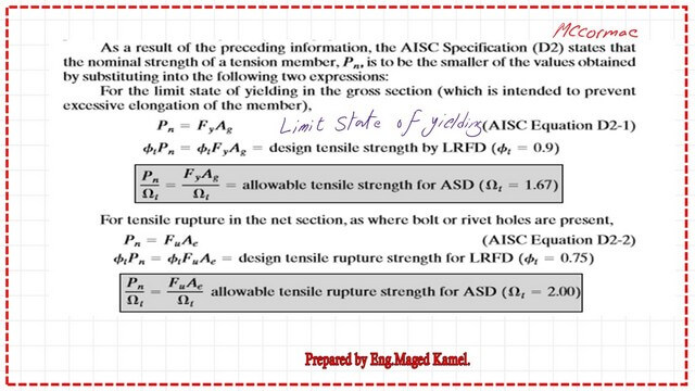 2-limit- states -for tension Tensile rupture and Tensile yielding equations.