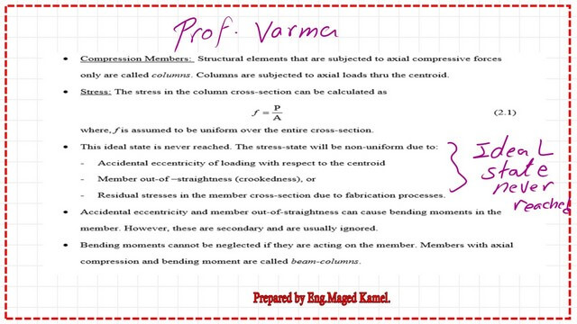 Slide3 Stress value on steel columns , why ideal state never exist?