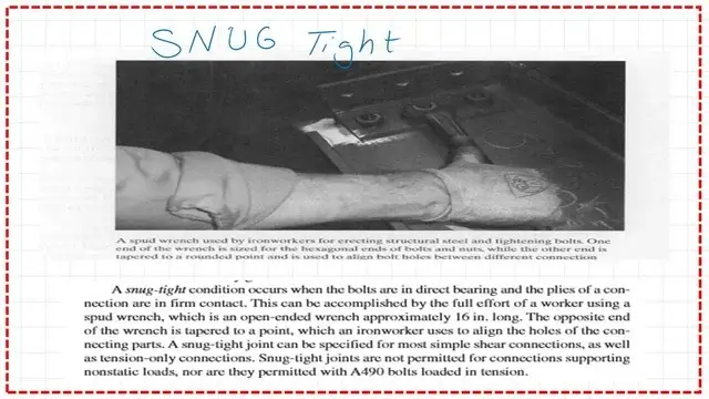Slide7-post-1-bearing The conditions for snug-tight bolts.