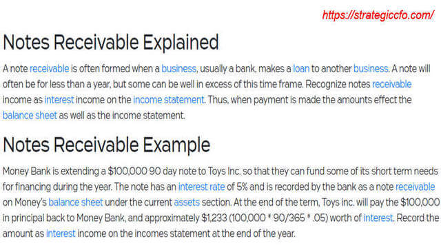 Notes receivable examples.