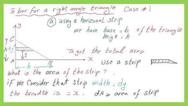 X bar for a right angle triangle- case-1 with a horizontal strip.