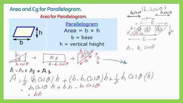 Area and Cg for a parallelogram.