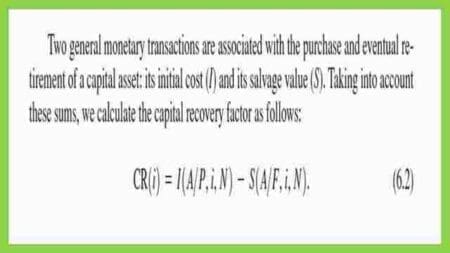 The general equation used for CR, Capital Recovery.