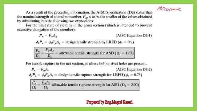 Tensile rupture and Tensile yielding equations.