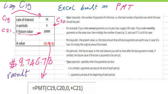 The first solved problem, find deposit value for uniform series -detailed PMT estimate.