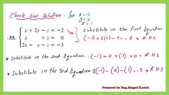 Check the values of x&y and z by substitution.