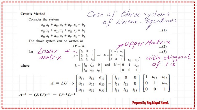 Crout's LU decomposition for a 3x3 matrix-Option 1.