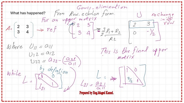 How to find the value of U matrix by Gauss elimination?