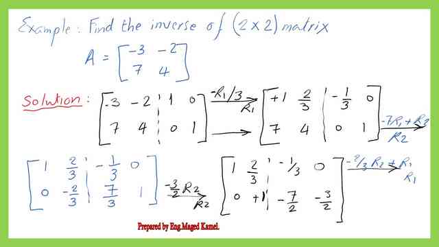 A solved example to get the inverse of a matrix.