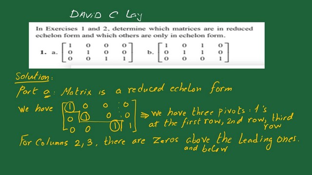 Part a-exercise 1 for reduced echelon