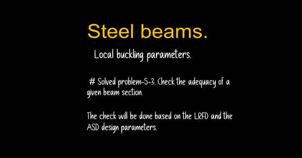Solved problems for local buckling parameters-post 8 steel.
