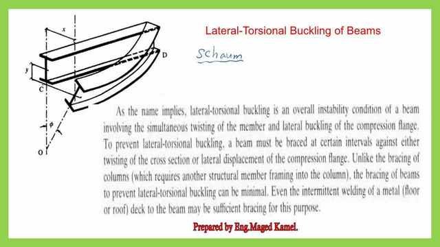 To prevent Lateral- torsional buckling, a beam must be braced at certain intervals against either twisting of the cross-section or Lateral displacement of the compression flange. 