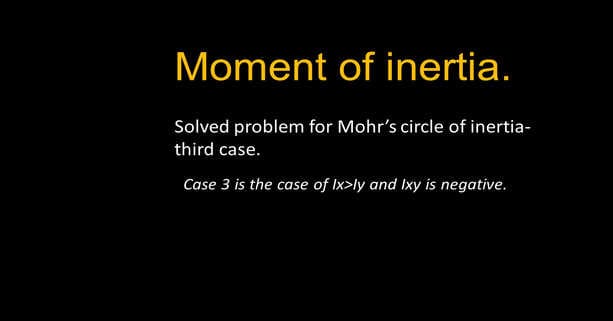 A solved problem for case 3-Imax and Imin for case 3- where Ix>Iy and Ixy is negative.