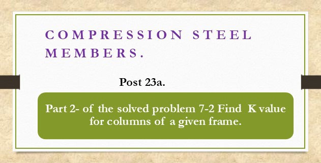 Part 2 of the solved problem 7-2 for K values for columns in a frame.