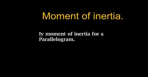 Moment of inertia Iy for parallelogram.
