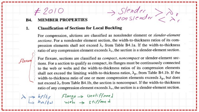 Classifications of sections for local buckling.