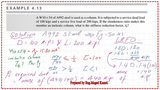 pict-7-List-of-compression-part-3 Solved problem 4-13 for the stiffness reduction factor.