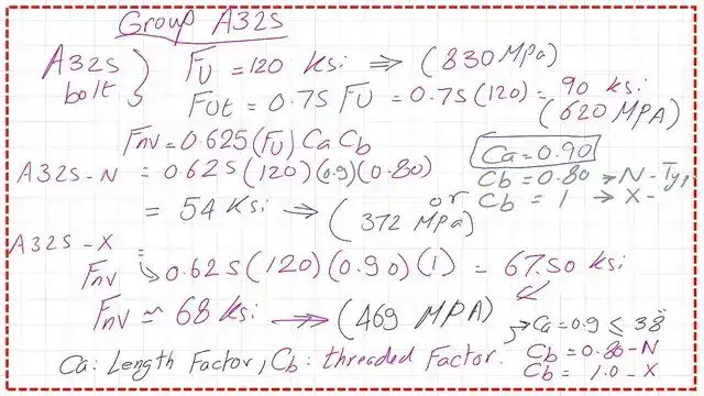 A Reminder of The shear nominal value for A325-N and X Types.