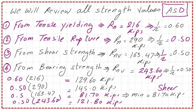 Slide9-post-7a-bearing The final values in ASD design and The selected ASD Strength for connection. .