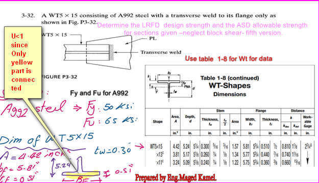 Practice problem for Transverse weld of a WT section