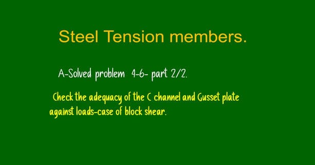 Check the adequacy of the C channel and gusset plate-Block shear.