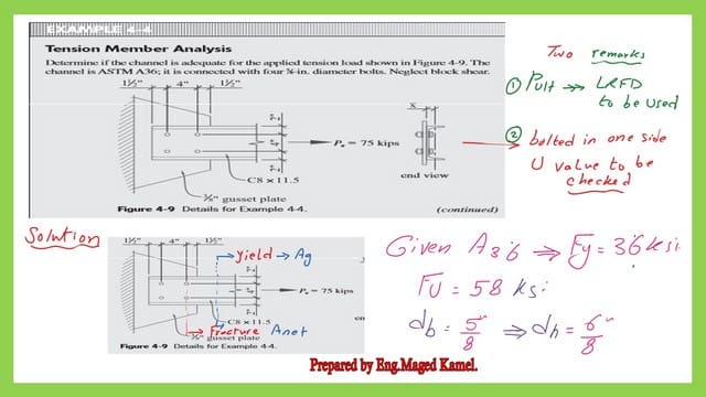 Solved problem 4-4 without considering block shear.