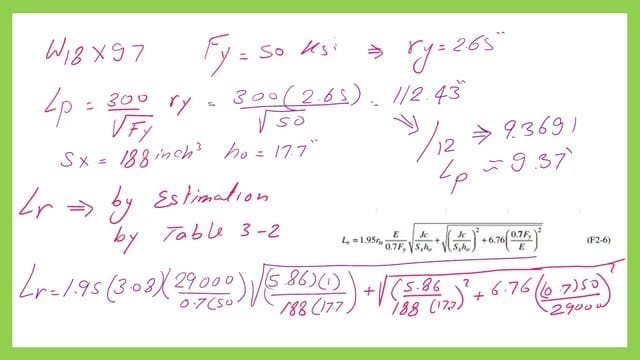 The calculation for lr using formula.