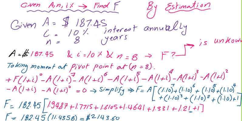 Use cash flow moment to get F value.