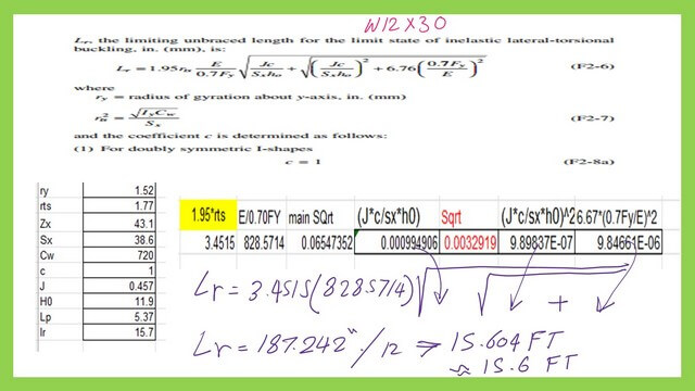 How do we get the value of lr for W12x30?