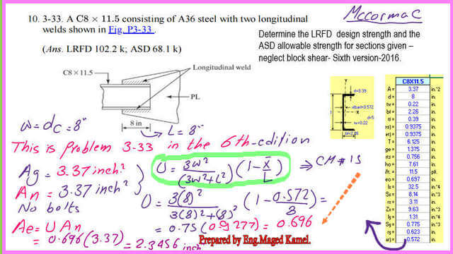 problem 3-33-sixth edition Longtudinal welds for c channel