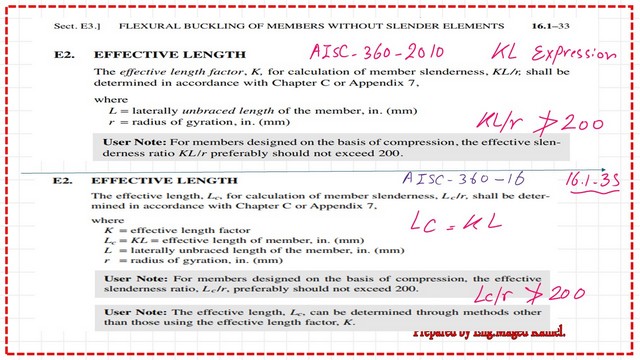 8-Effective-length-expression-changes Effective length expressions in Aisc specifications
