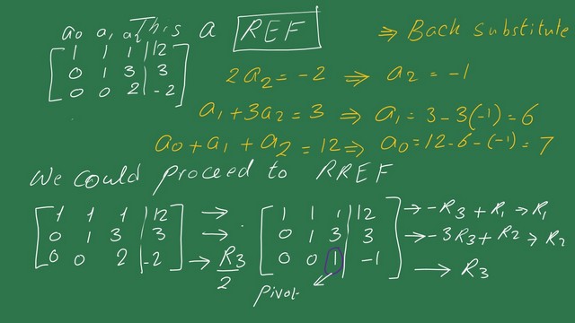 Use RREf for a0,a1 and a2