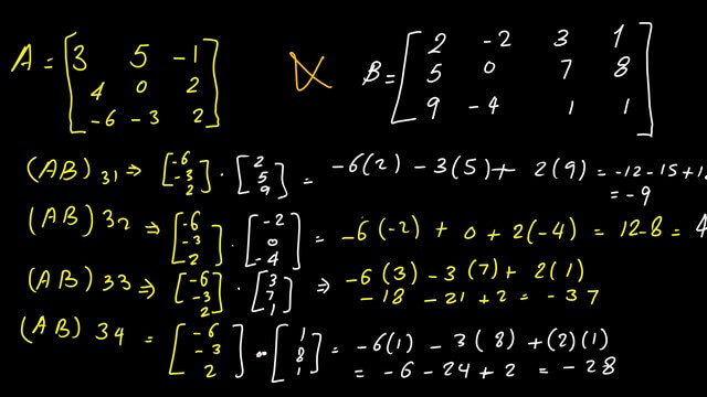 7-product of third row by 4 columns. product of third row by 4 columns.