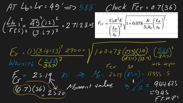 12-Fcr Flexural Buckling stress and the elastic critical moment (Mcr). Fcr Flexural Buckling stress and the elastic critical moment (Mcr).