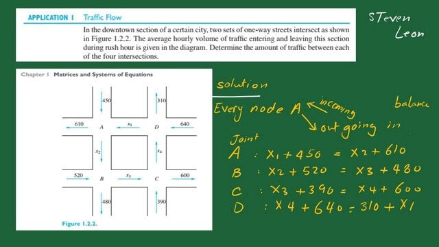 Traffice flow example use matrix form