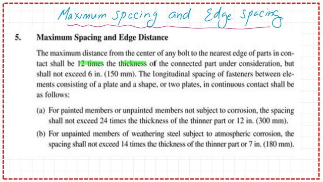 pict -11-post-3-steel connection The maximum spacing between bolts.