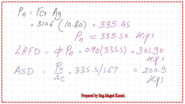 Pict 21-Post 14-comp Factored nominal loads for the HSS column