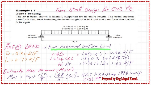 page 1- post 24a-steel beam. Solved problem-5-1-part 1-2 for design of steel beam..