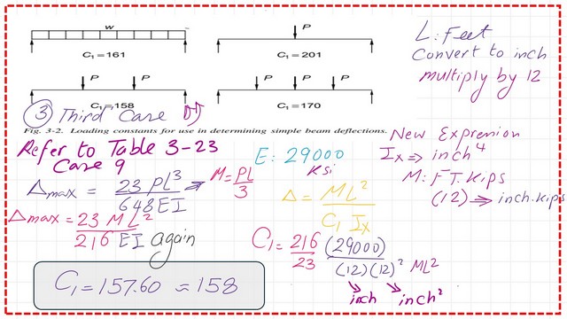 page 10- post 24-steel beam. C1 value for beam under two equal concentrated loads.